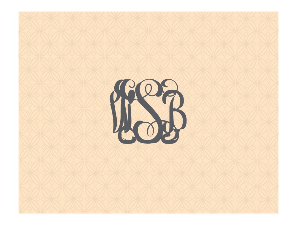 Peach Monogram Folded Notecard