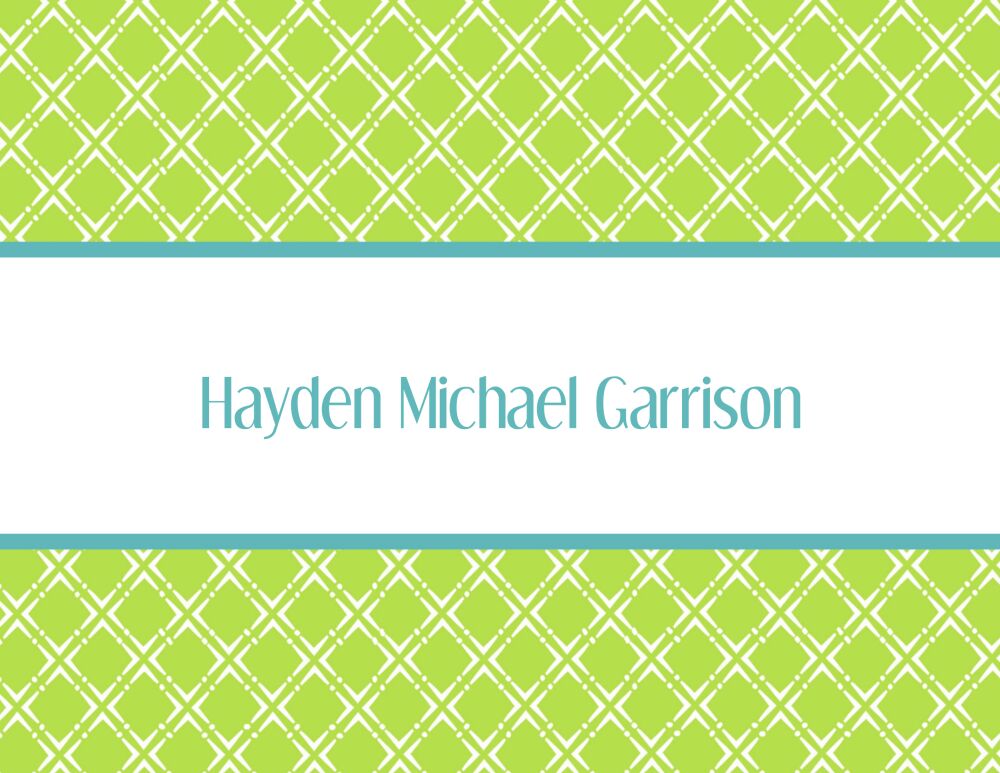 Green and aqua blue notecard