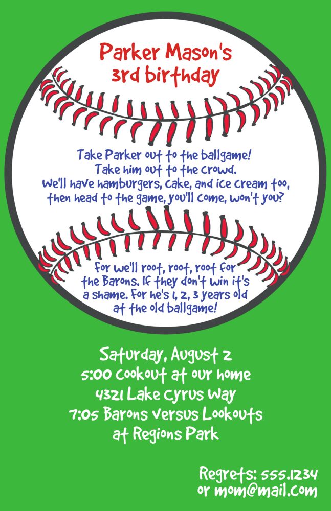 Green Baseball Invitation