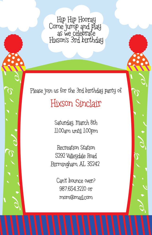 Inflatable jumpy invitation