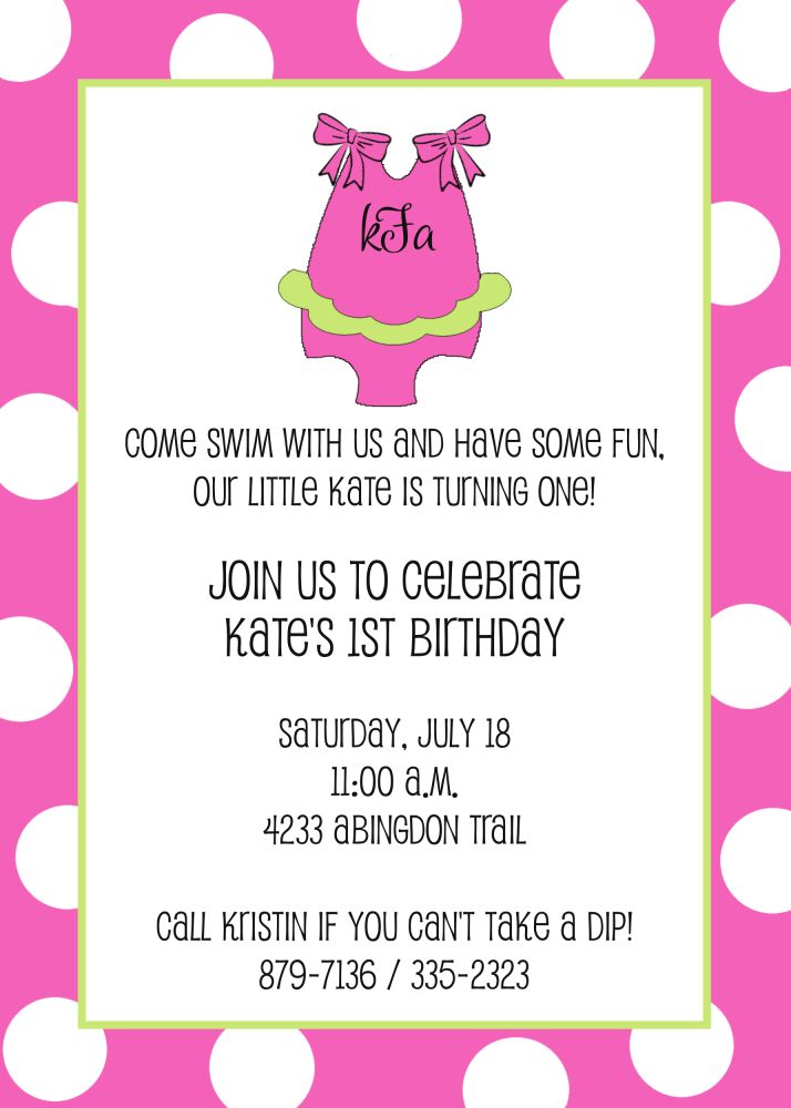 Monogrammed Bathing Suit Invitation
