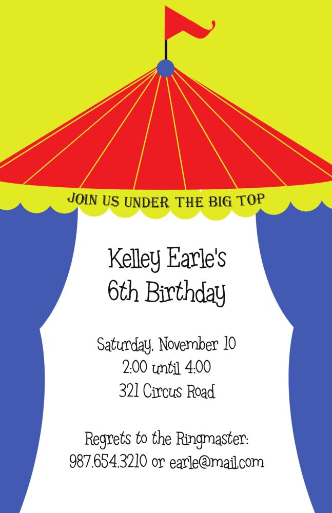 Big Top Circus Invitation