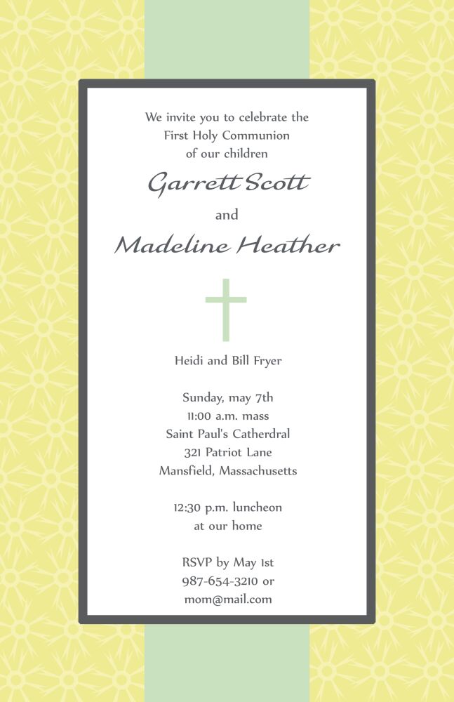 Yellow and green cross invitation
