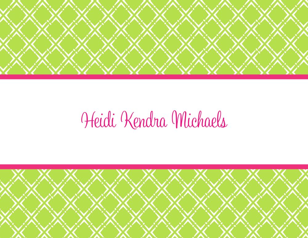 Hot pink and lime green notecard