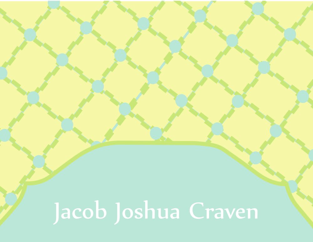 Blue lattice pattern folded notecard