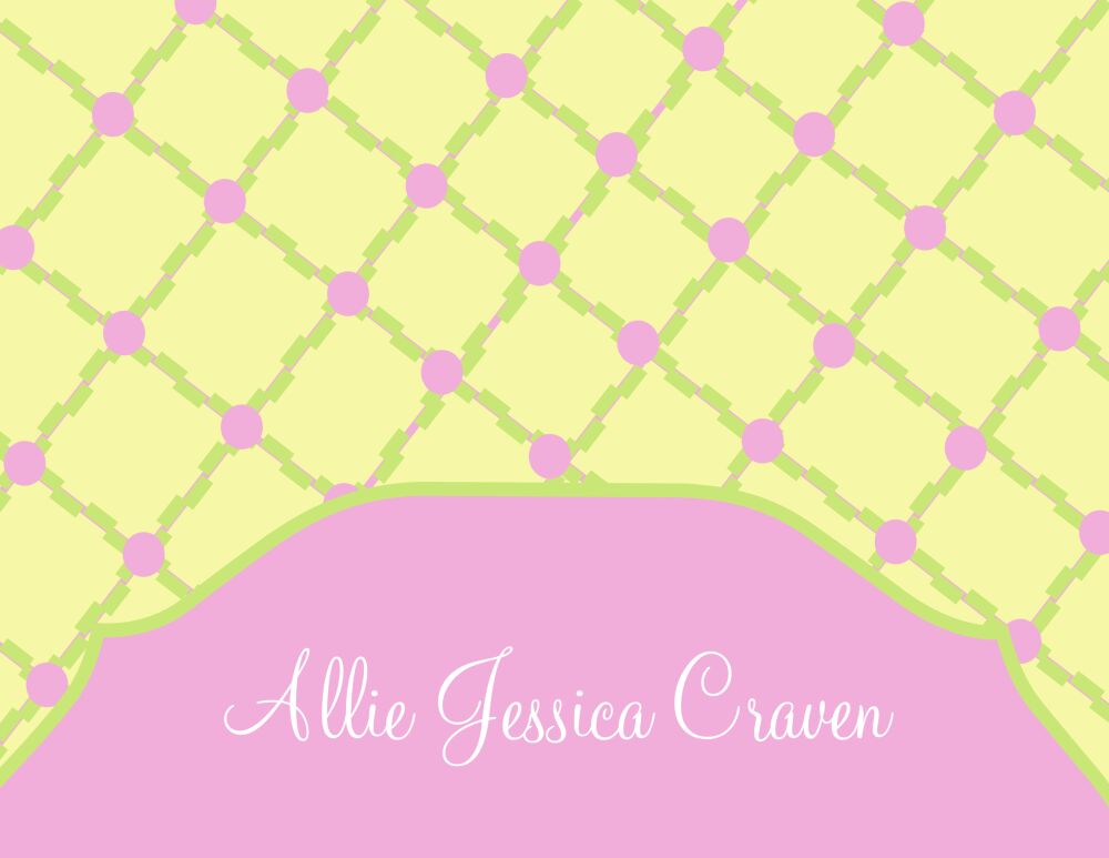 Pink lattice pattern folded notecard