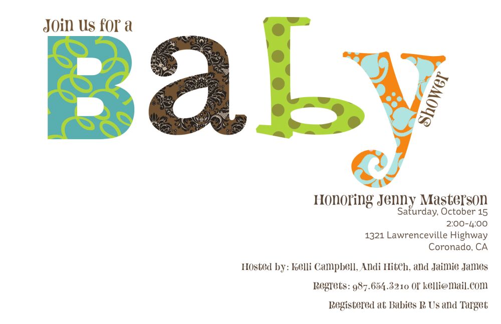 Colorful Wordplay Baby Shower Invitation