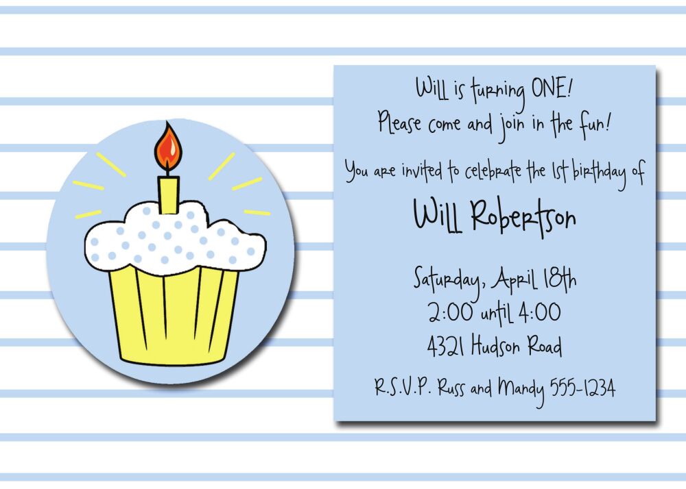 Blue cupcake invitation