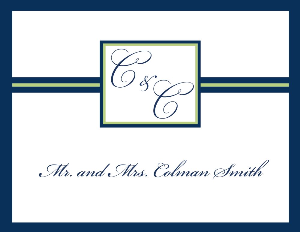 Initial or Monogram Navy Notecard