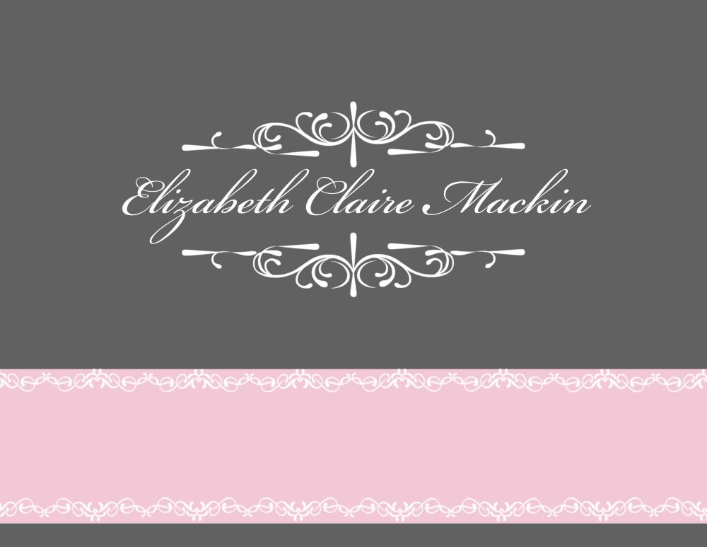 Pink and gray notecard