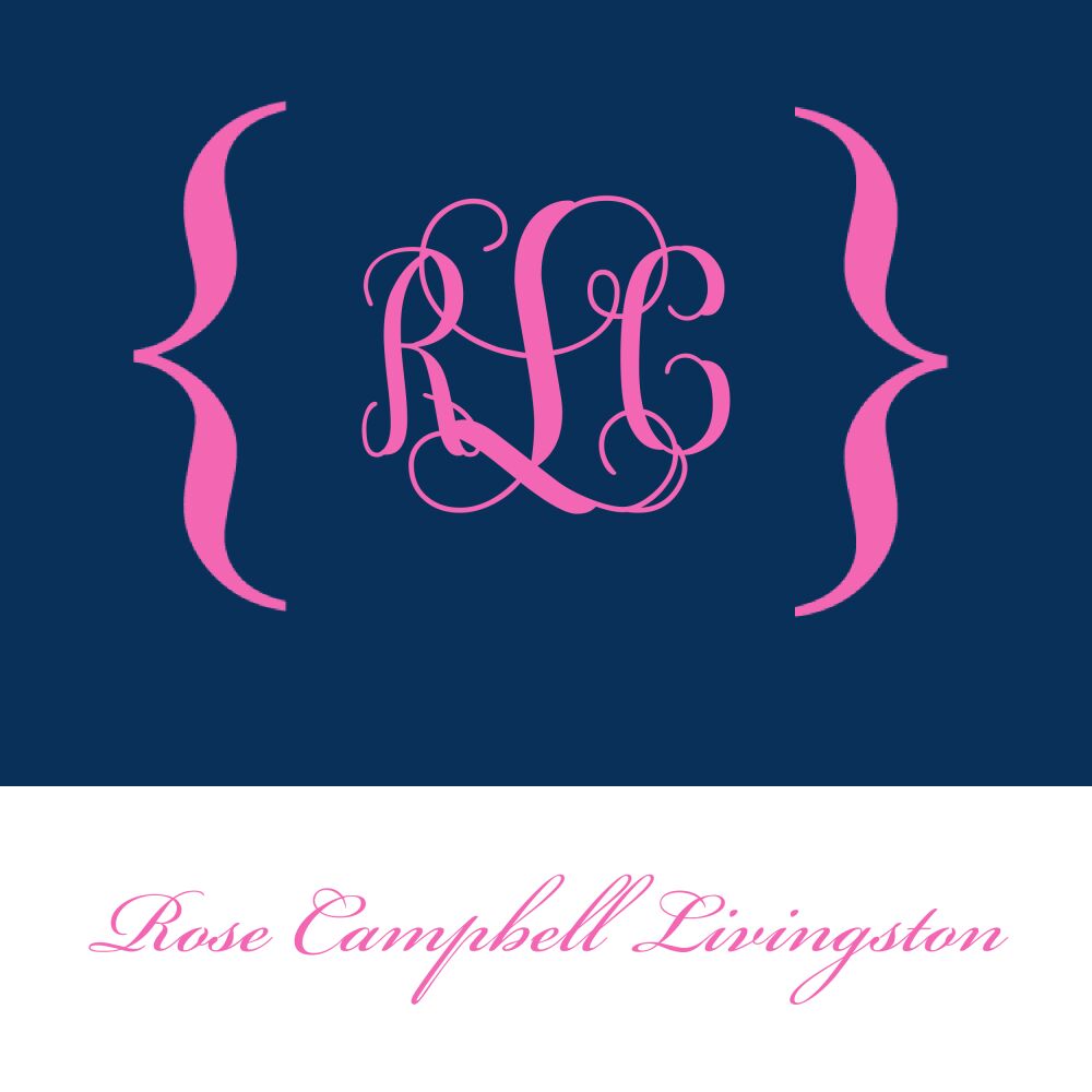 Navy and pink monogram enclosure card