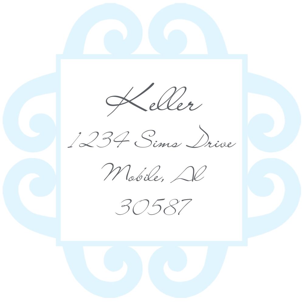 Elegant Blue Frame Square Return Address Label