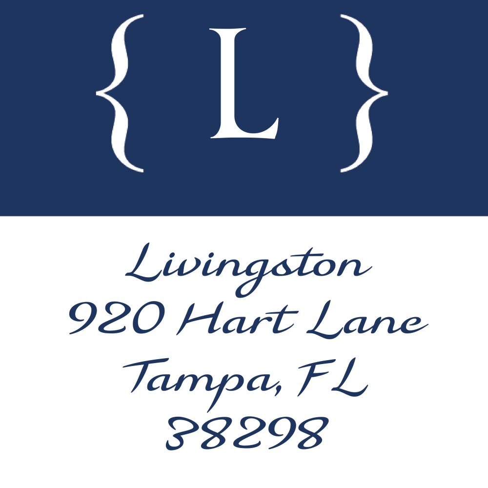 Elegant Navy Initial Square Return Address Label
