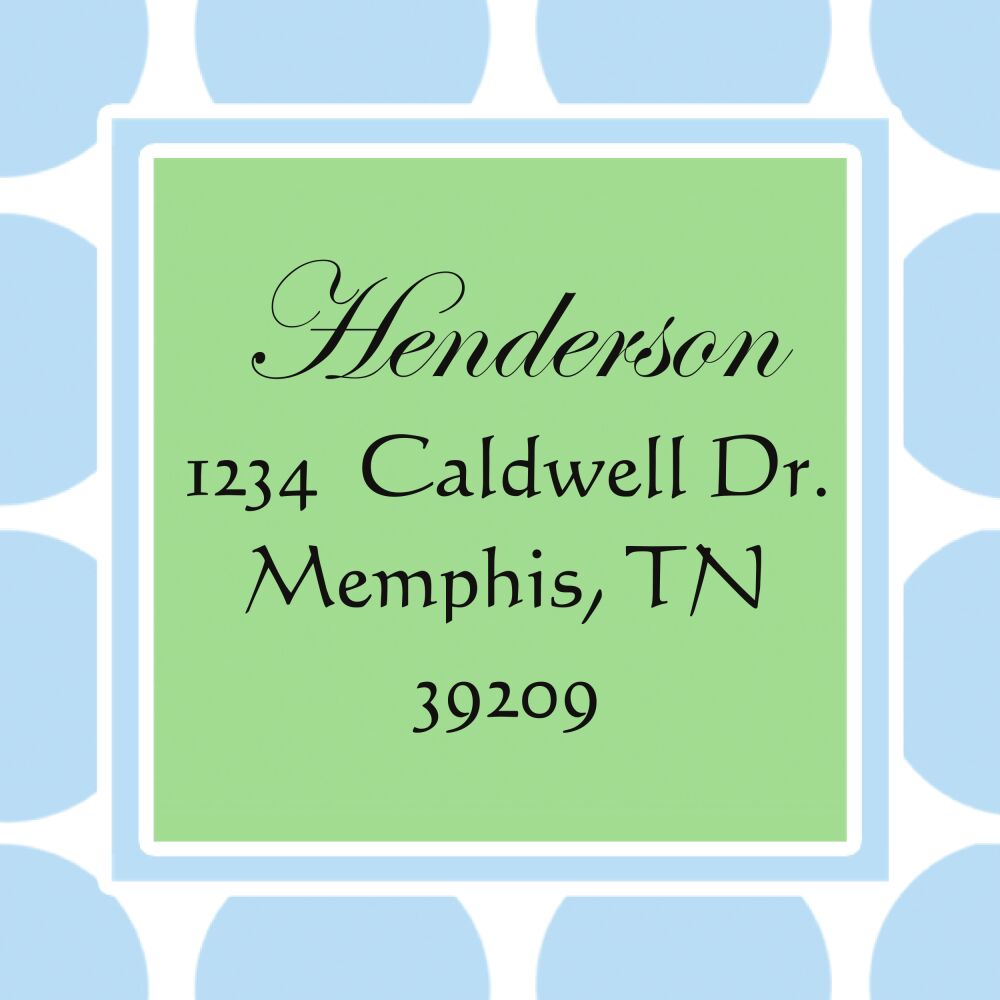 Blue Dots Square Return Address Label