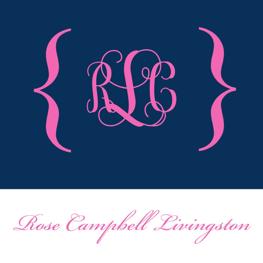 Navy and pink monogram gift sticker 