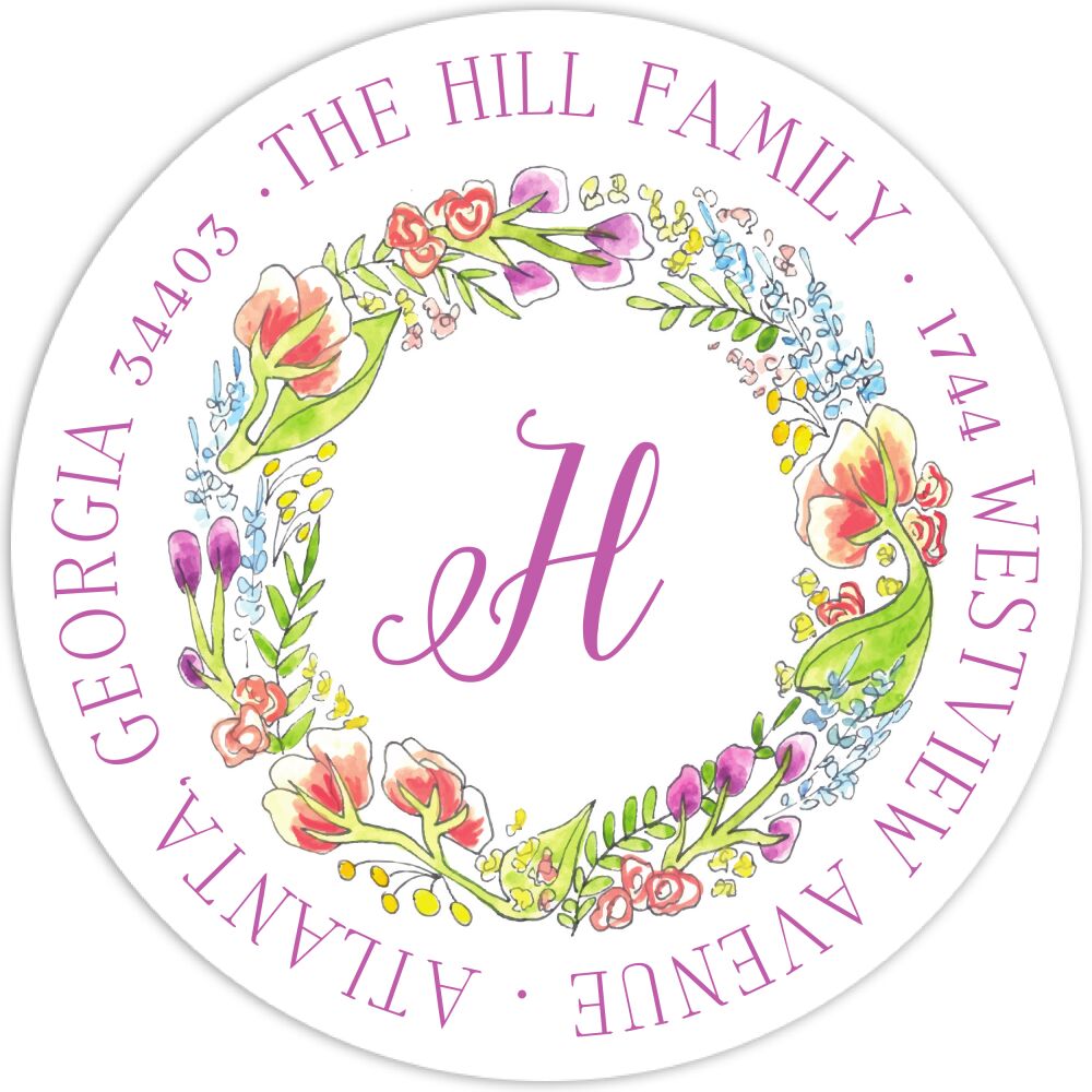 Splendid Wreath Return Address Sticker