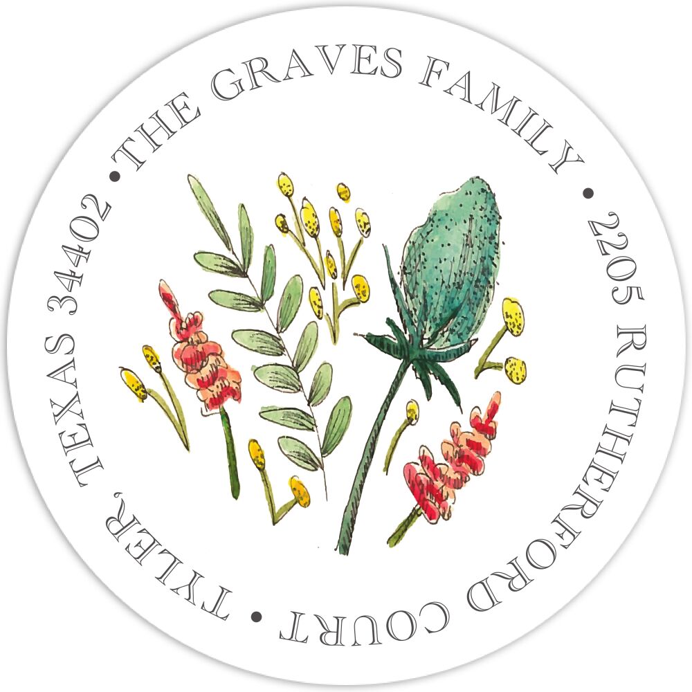 Colored Thistle Invite Return Address Sticker