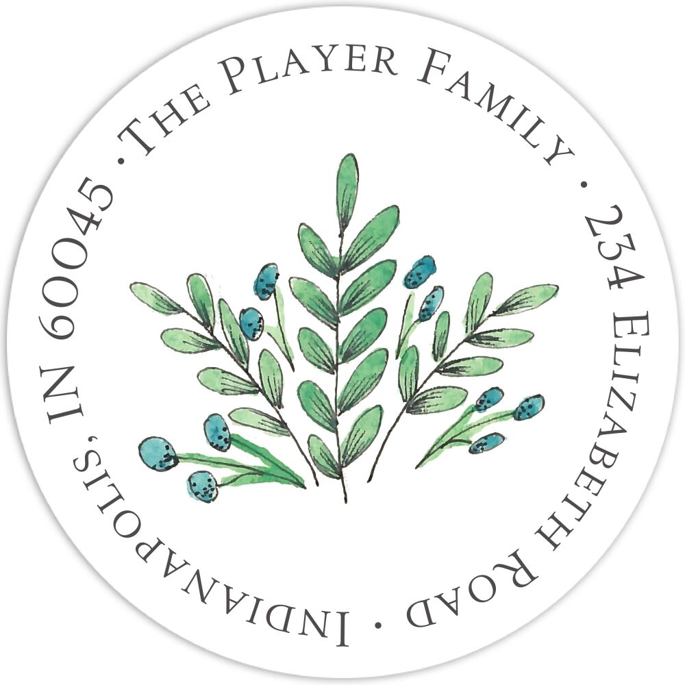 Buds and Greenery Return Address Sticker