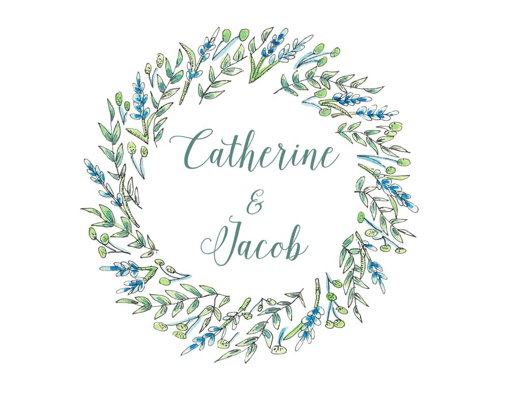 Blue and Green Floral Folded Note