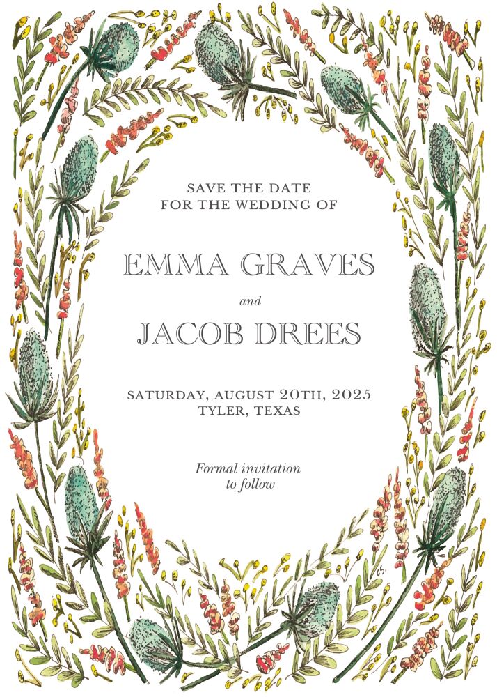 Colored Thistle Invite Save the Date