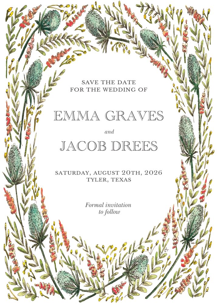 Colored Thistle Invite Save the Date