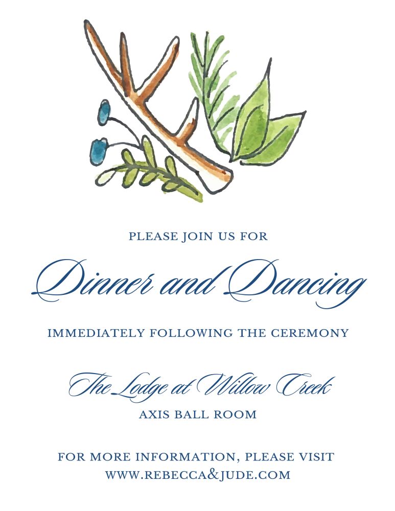 Antlers and Greenery Reception Card