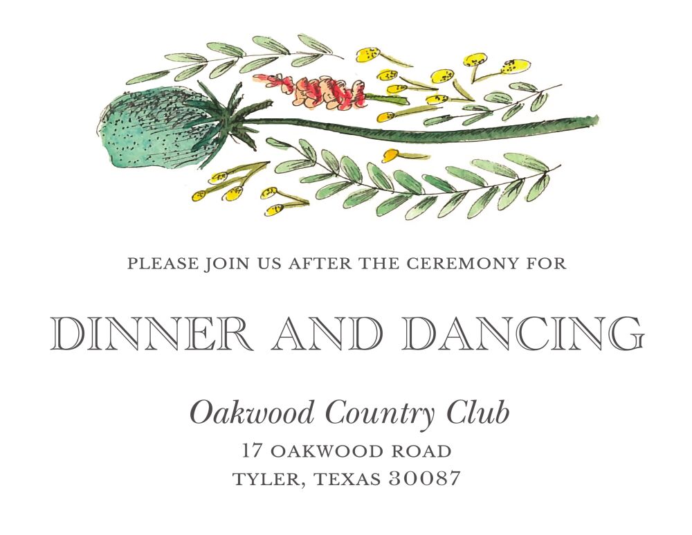 Colored Thistle Invite Reception Card