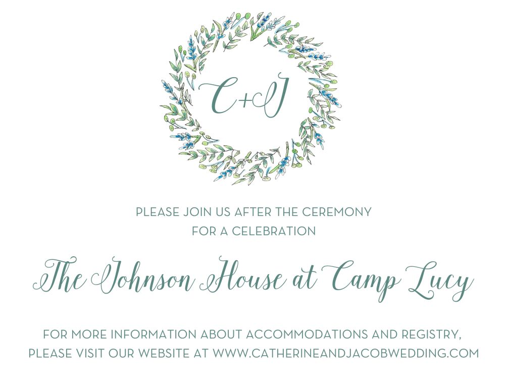 Blue and Green Floral Reception Card