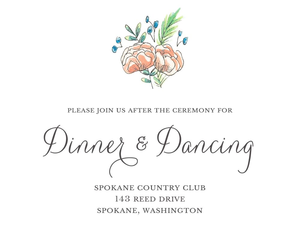 Peony Wreath Reception Card