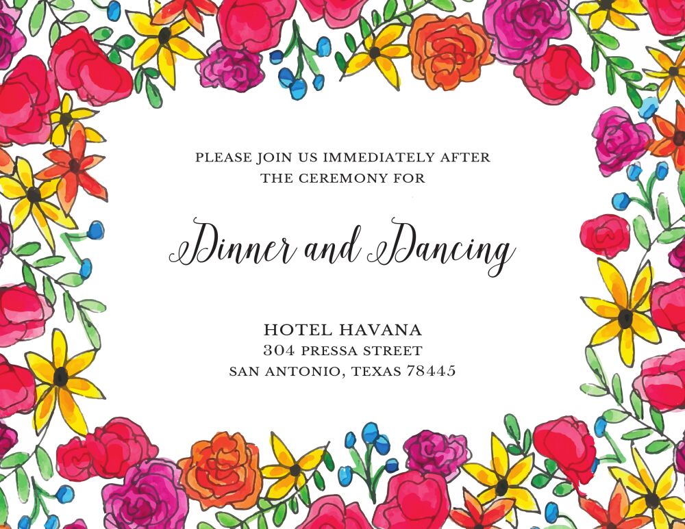 Floral Fiesta Reception Card