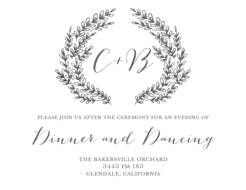 Brooks Vines Reception Card