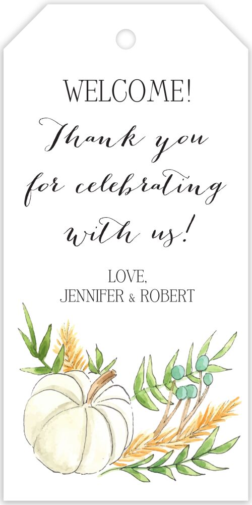 White Pumpkin and Wheat Hanging Gift Tag