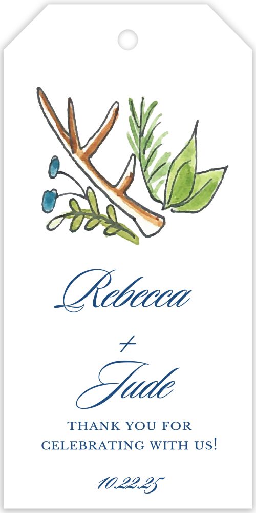 Antlers and Greenery Hanging Gift Tag