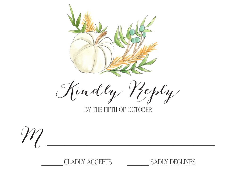 White Pumpkin and Wheat Reply Card