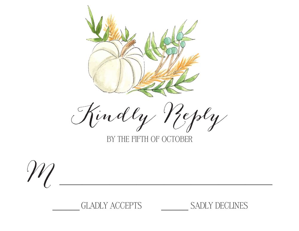 White Pumpkin and Wheat Reply Card