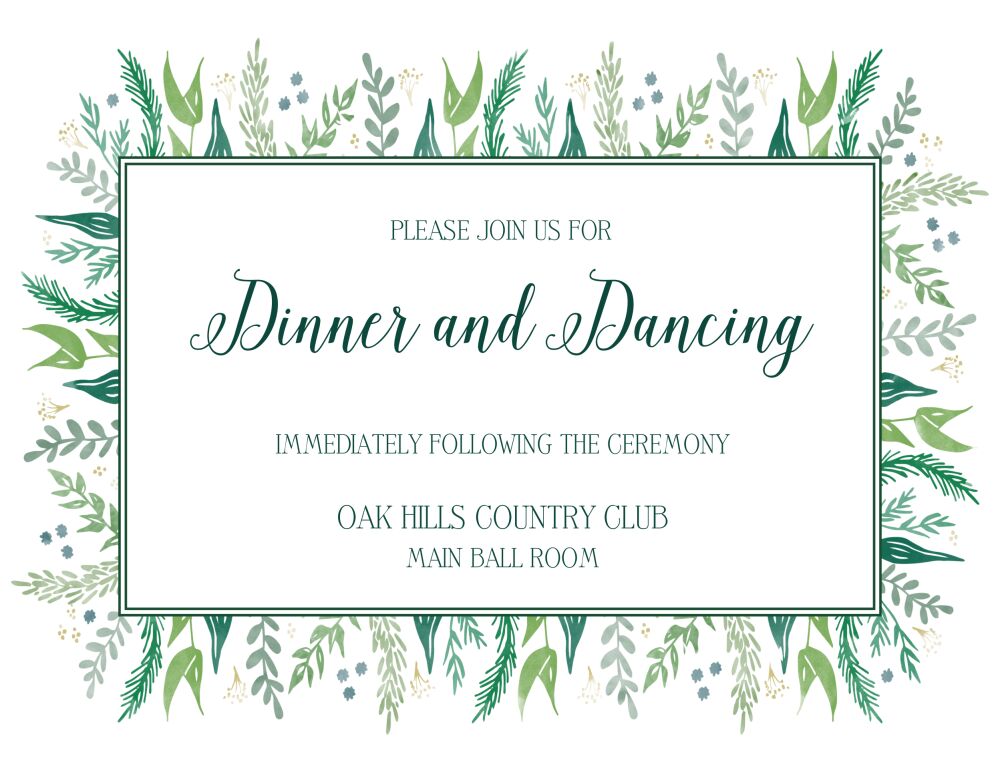 Watercolor Foliage Reception Card