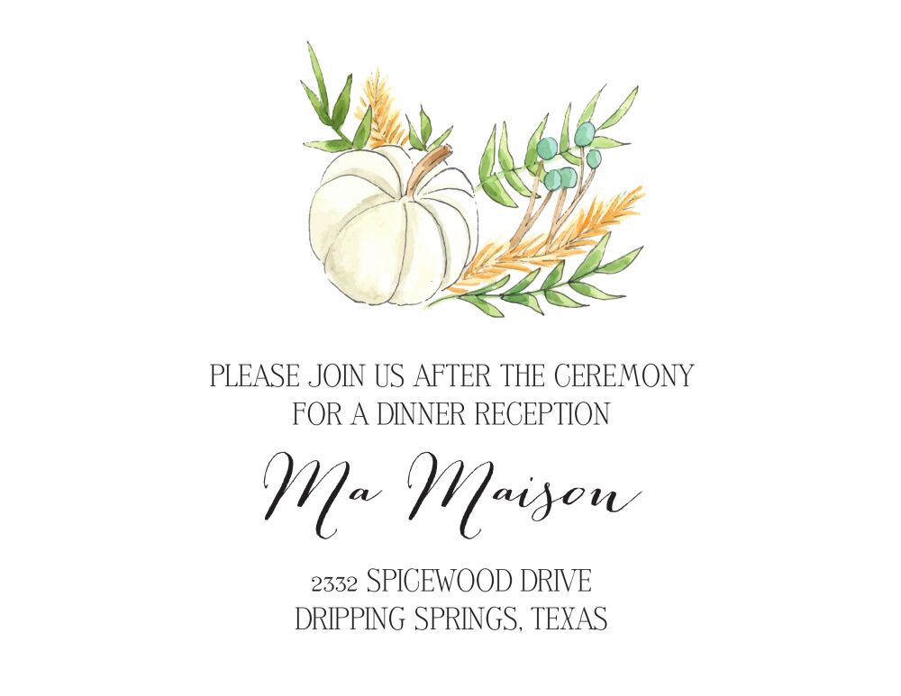 White Pumpkin and Wheat Reception Card