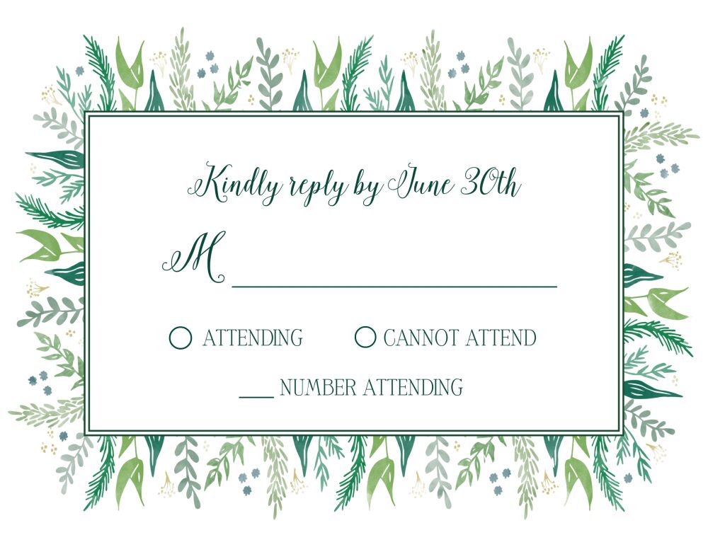 Watercolor Foliage Reply Card