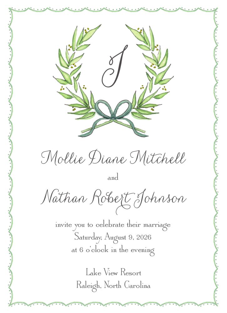 Delicate Border Wreath Invitation