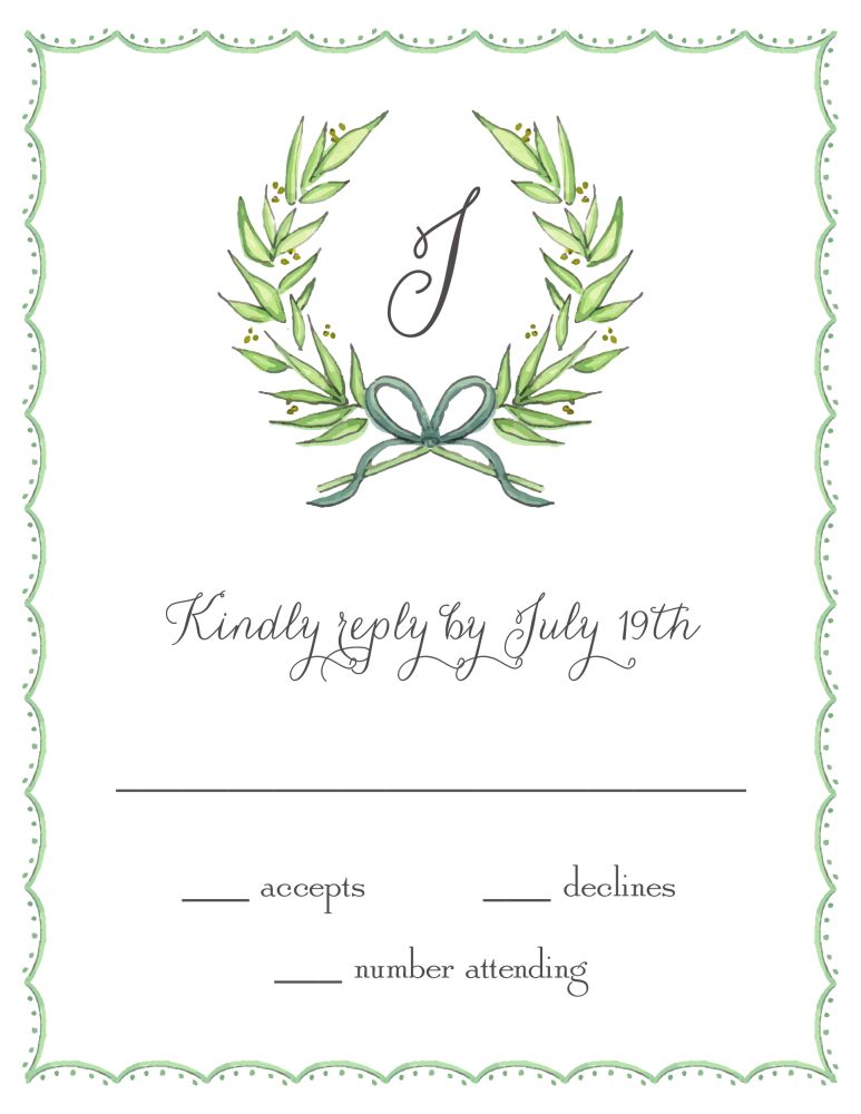 Delicate Border Wreath Reply Card