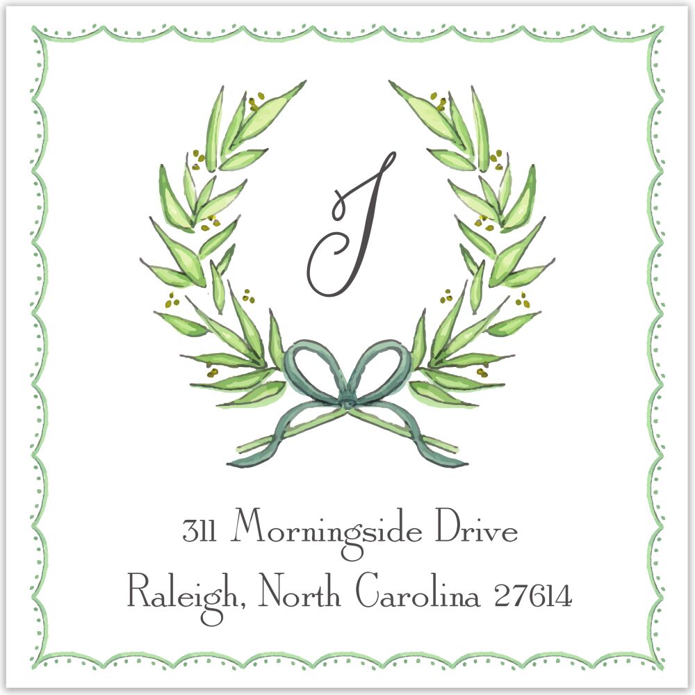 Delicate Border Wreath Return Address Label