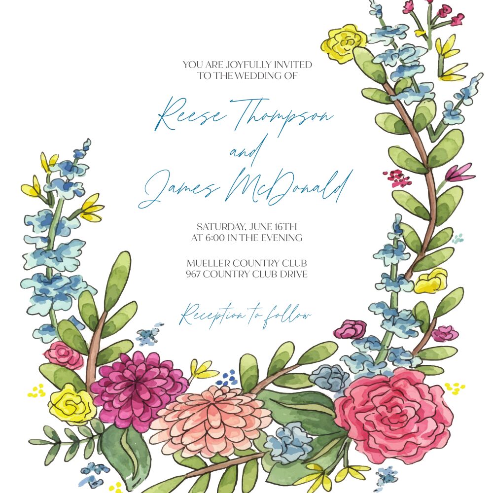 Asymmetric Florals Invitation