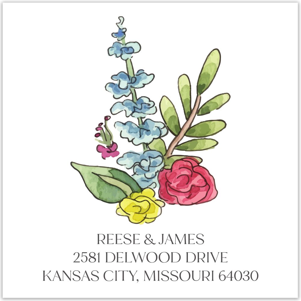 Asymmetric Florals Return Address Label