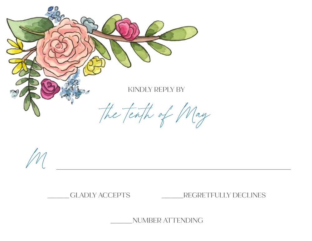 Asymmetric Florals Reply Card