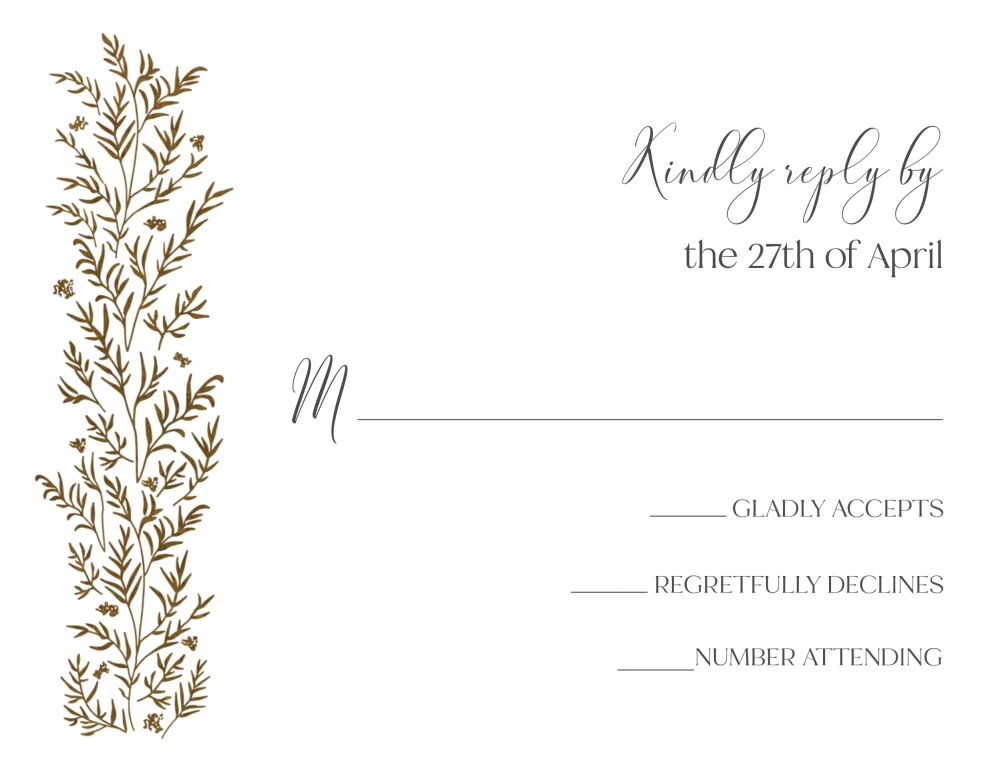 Foiled Myrtle Foil Pressed Reply Card