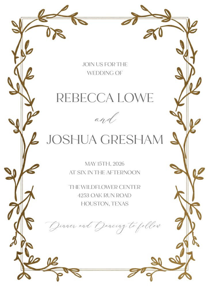 Foiled Ivy Border Foil Pressed Invitation