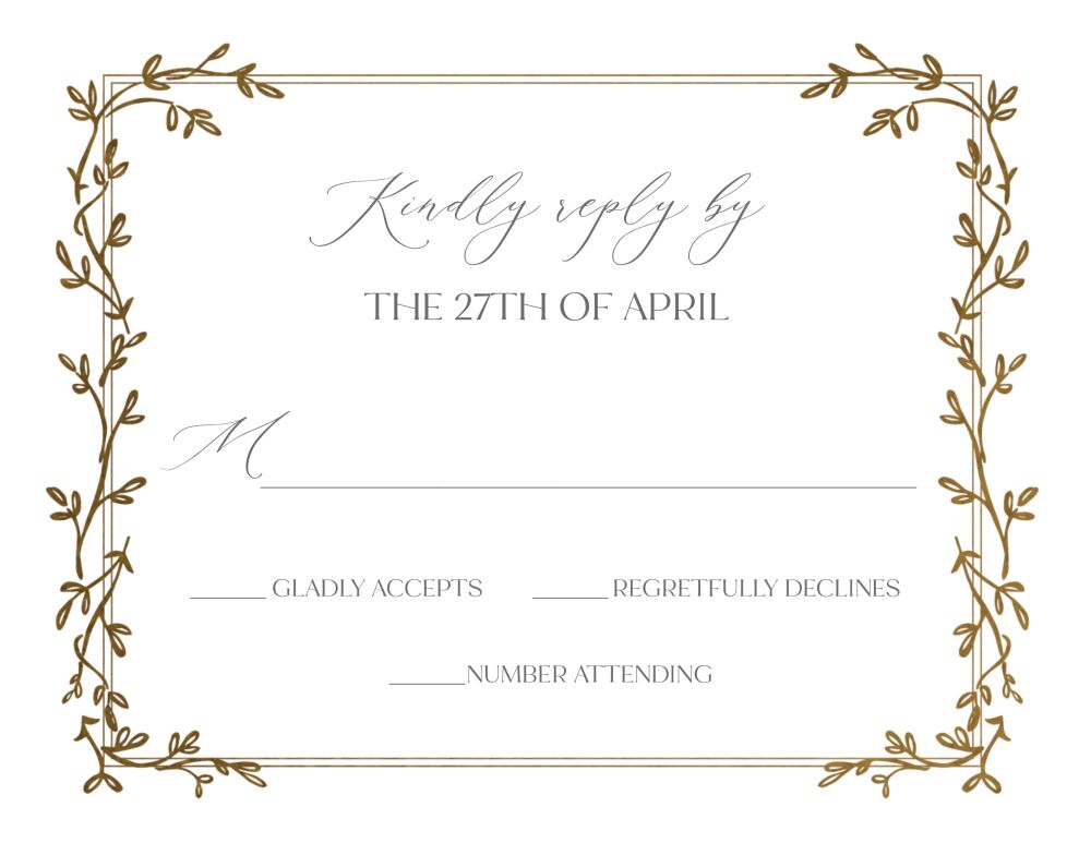 Foiled Ivy Border Foil Pressed Reply Card