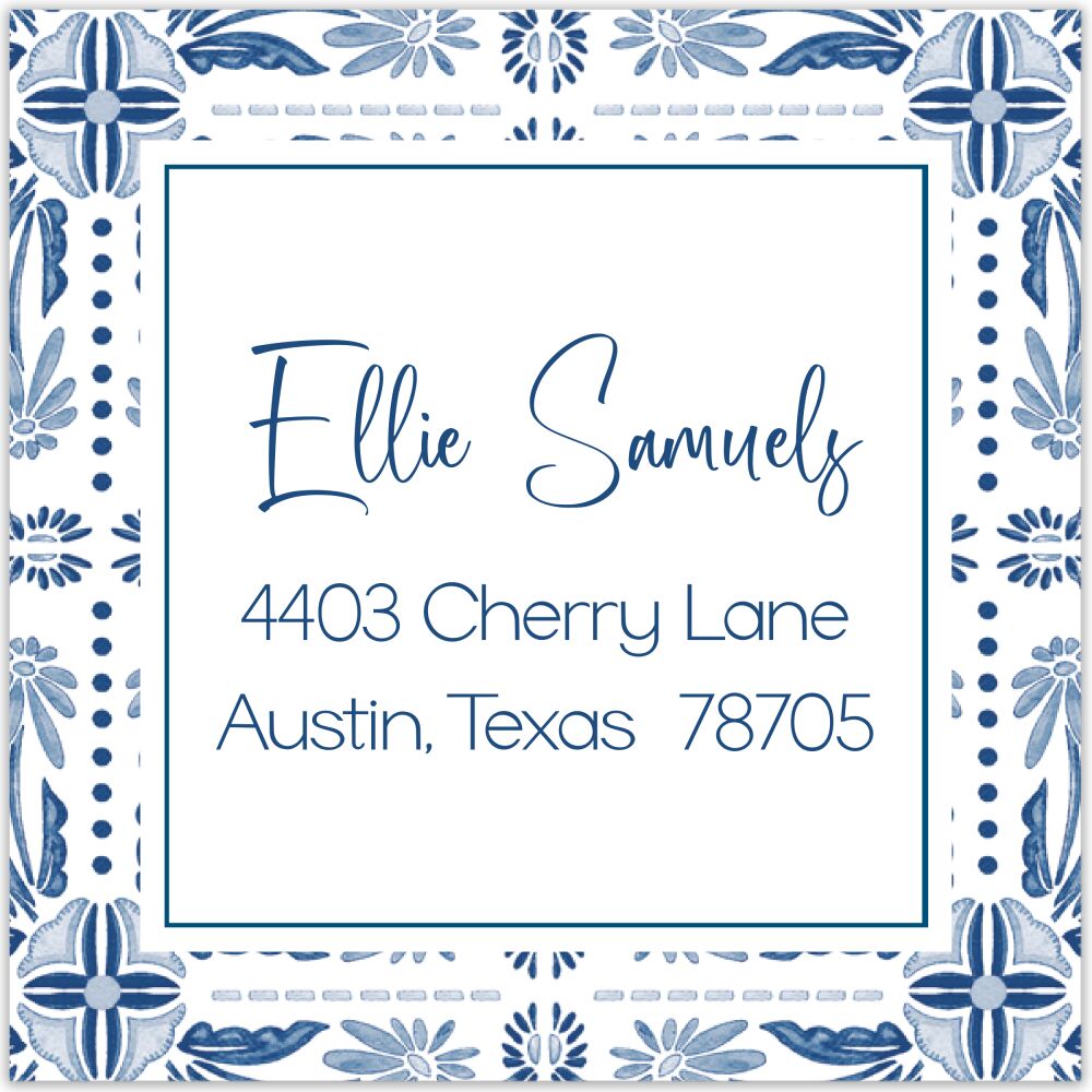 Floral Tile Return Address Label