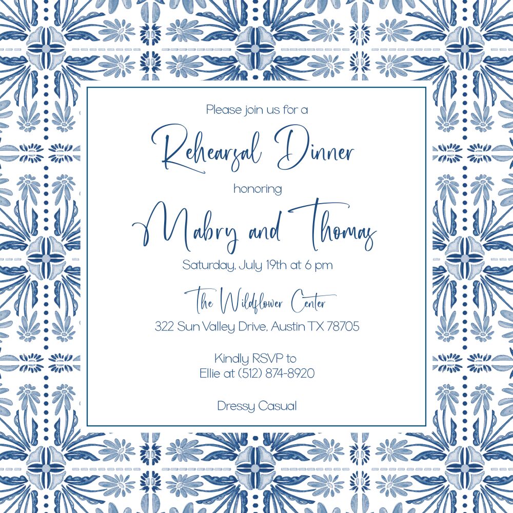 Floral Tile Square Invitation