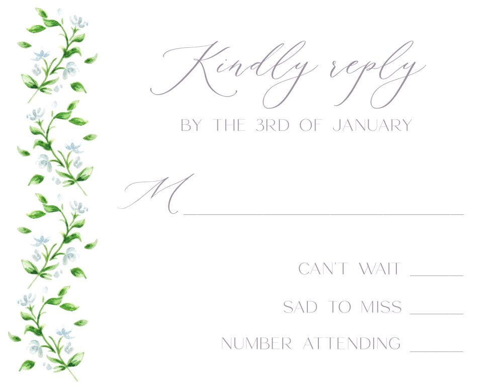 White Greenery Reply Card